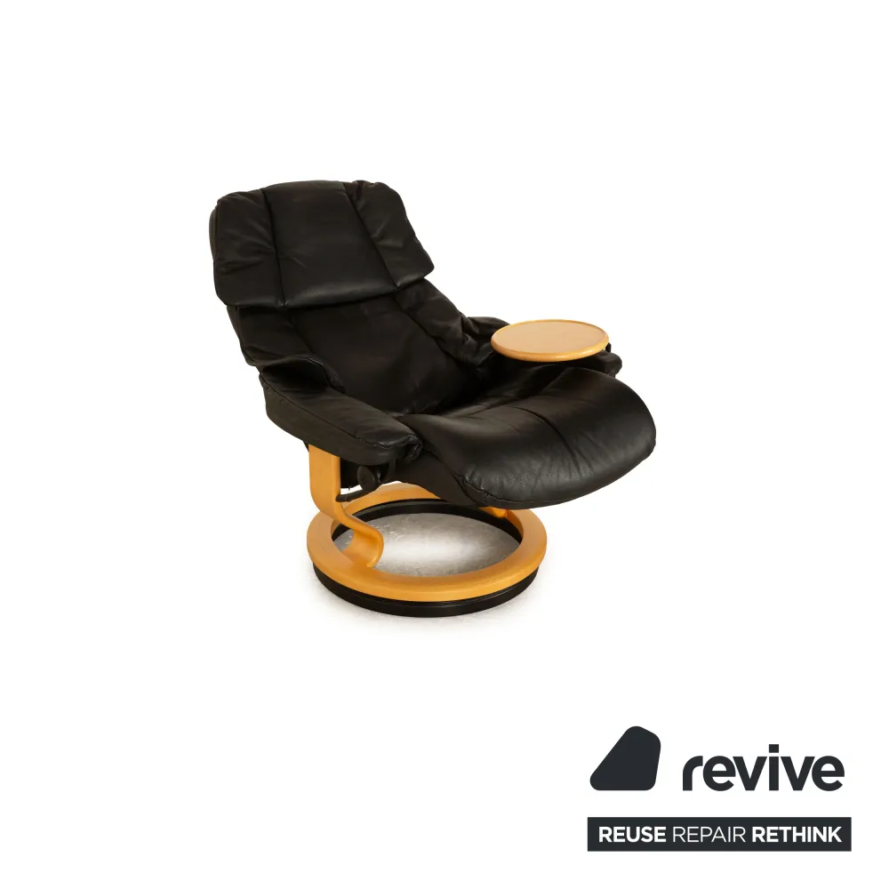 Stressless Reno Leder Sessel Schwarz manuelle Funktion Tisch