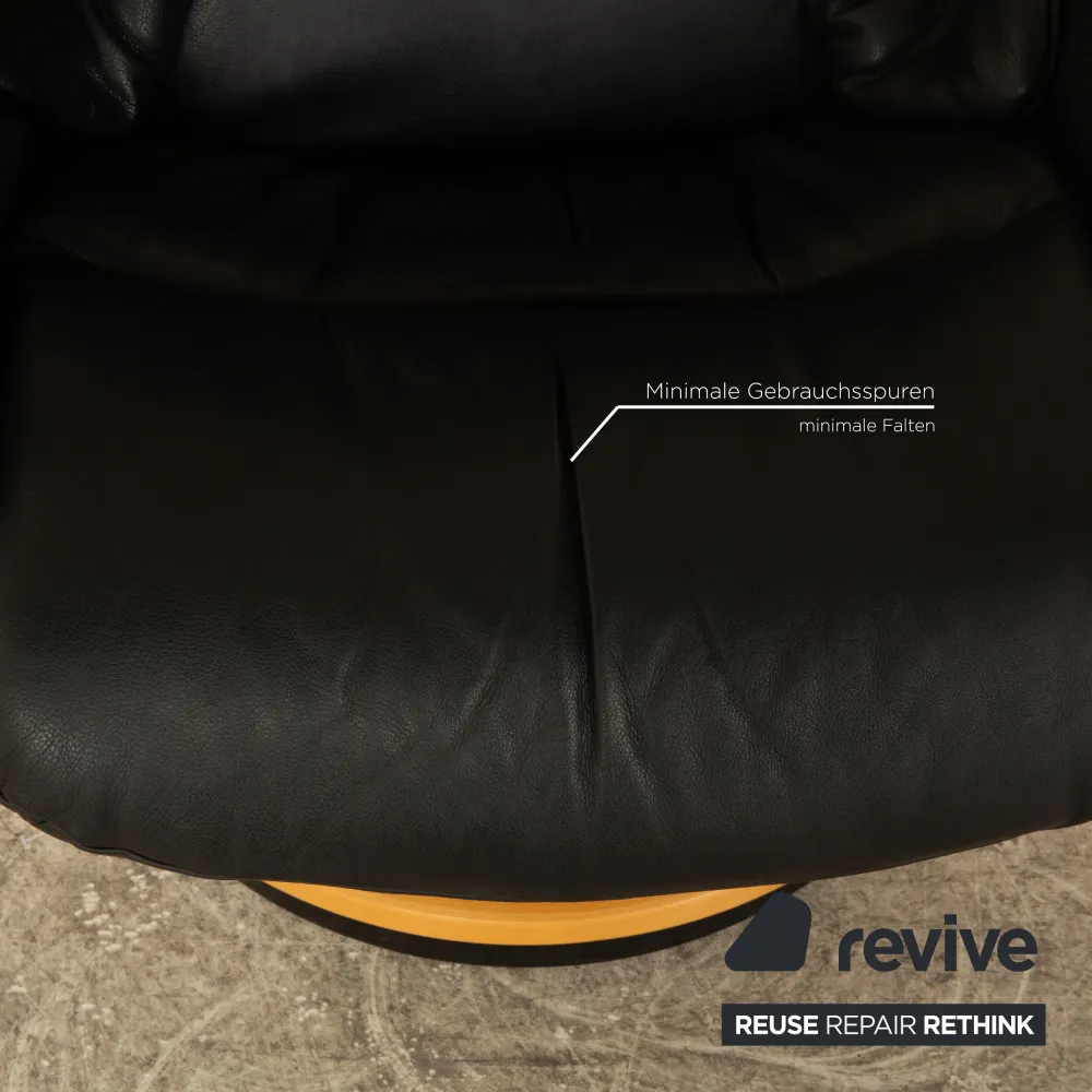 Stressless Reno Leder Sessel Schwarz manuelle Funktion Tisch