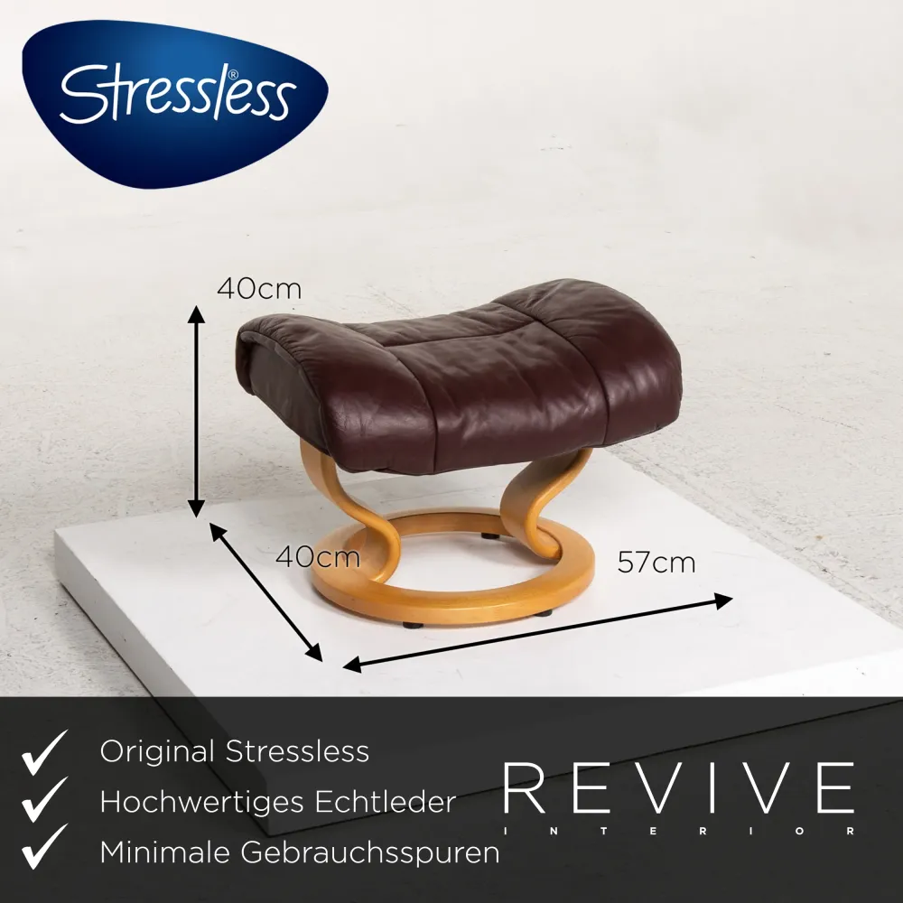 Stressless Reno Sessel inkl. Hocker Aubergine Größe M Relaxsessel Relaxfunktion Couch #13354