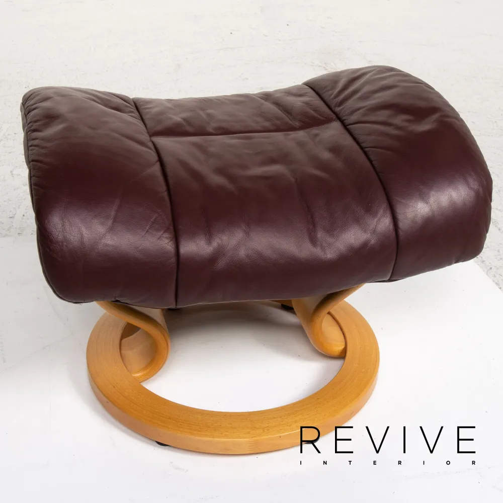Stressless Reno Sessel inkl. Hocker Aubergine Größe M Relaxsessel Relaxfunktion Couch #13354
