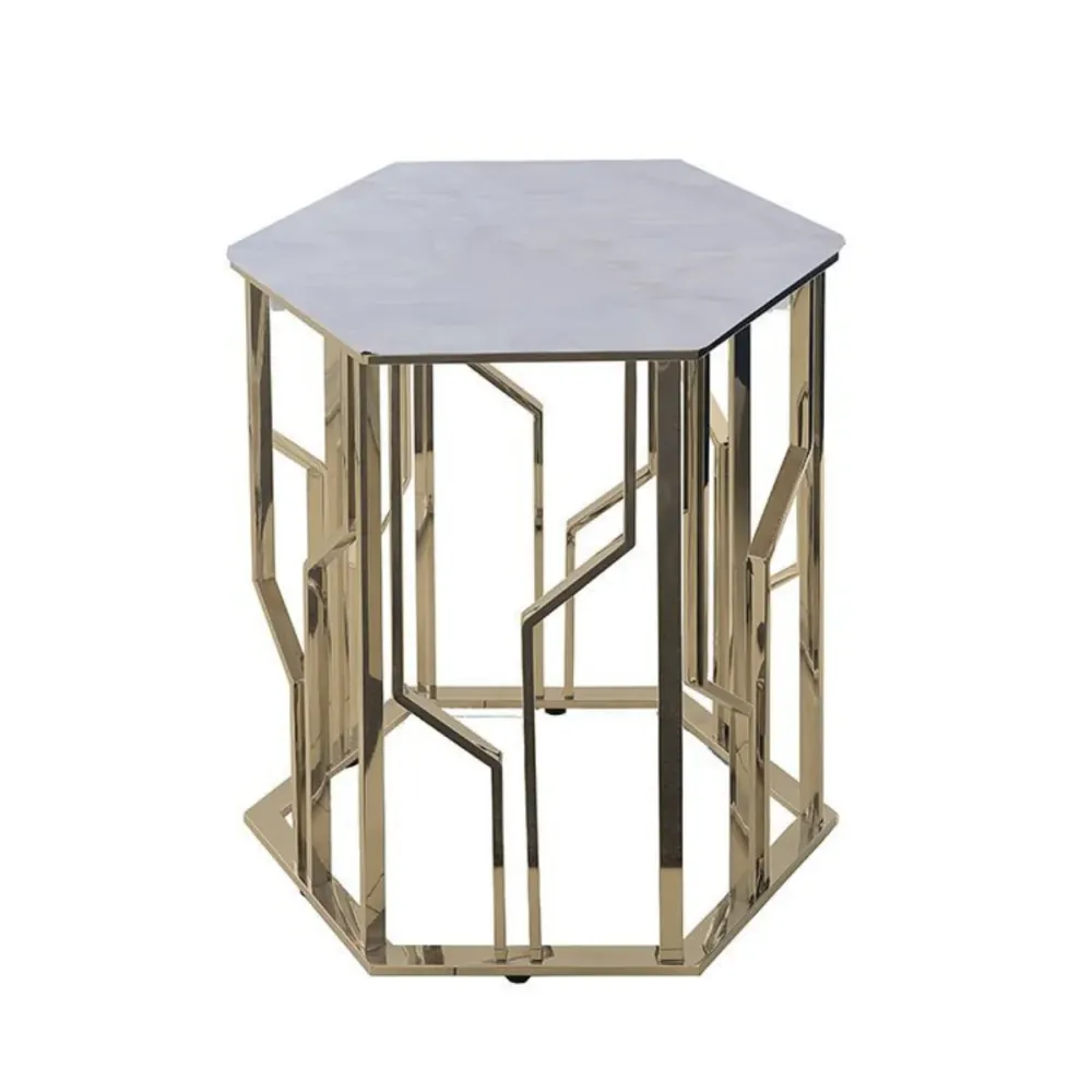 TARANTO Beistelltisch Gold 55x55x55 cm Marmor