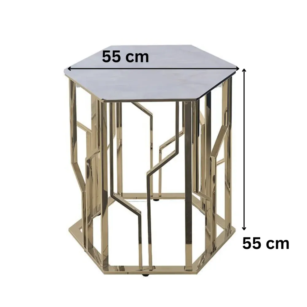 TARANTO Beistelltisch Gold 55x55x55 cm Marmor