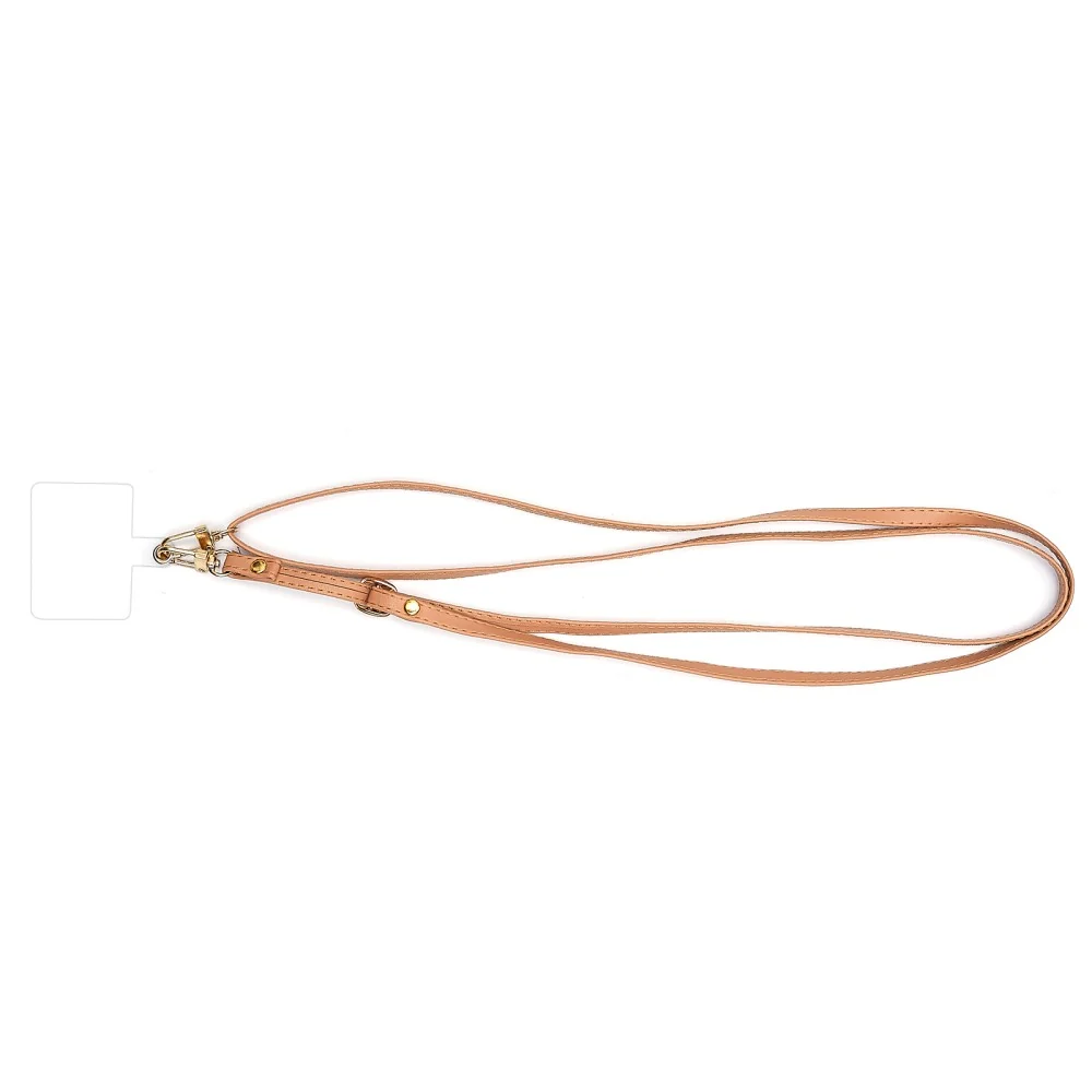 Universeller Crossbody Leder Nackenriemen mit transparentem Pad - Hellbraun