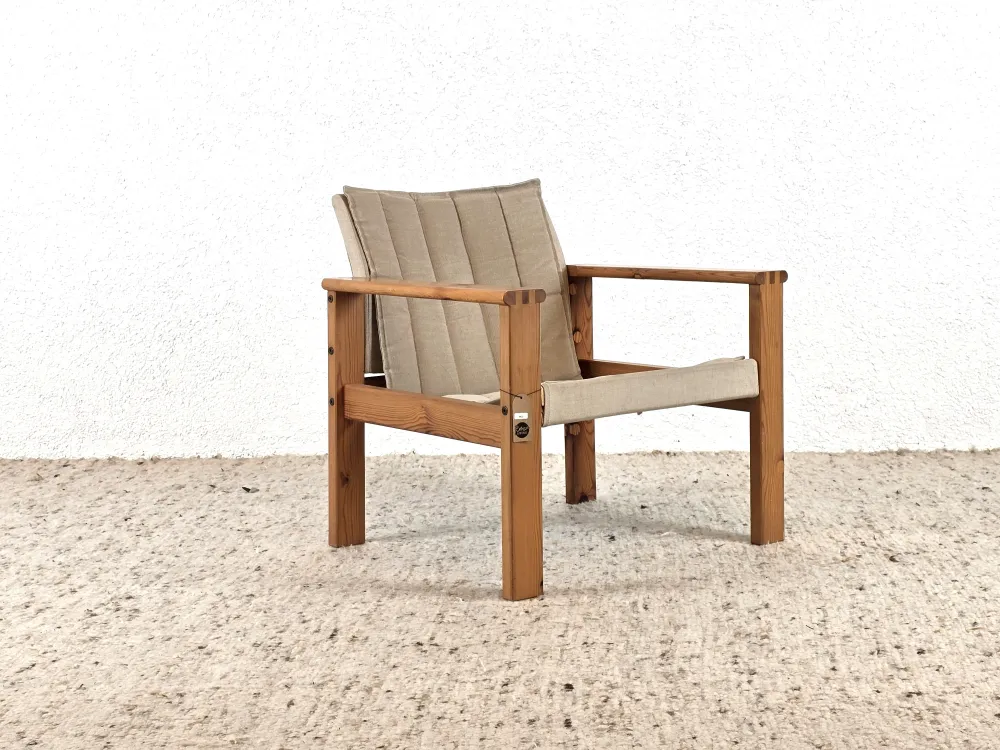 VINTAGE SAFARI CHAIR sessel stuhl hocker wohnzimmer tv ikea coffee armchair holz beige