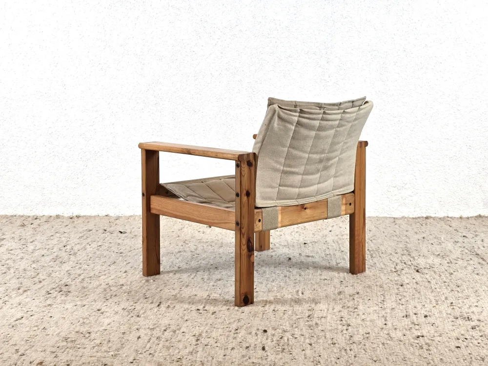 VINTAGE SAFARI CHAIR sessel stuhl hocker wohnzimmer tv ikea coffee armchair holz beige