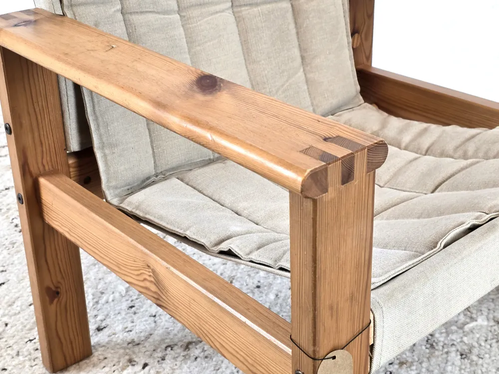 VINTAGE SAFARI CHAIR sessel stuhl hocker wohnzimmer tv ikea coffee armchair holz beige