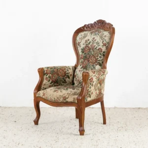 Vintage Sessel Blumenmuster antik Holz