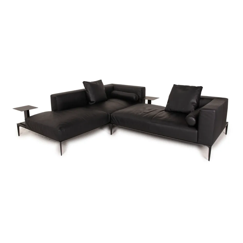 Walter Knoll Jaan Living Leder Sofa Schwarz Ecksofa Couch