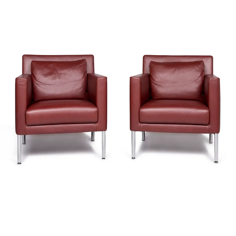 Walter Knoll Jason Designer Leder Sessel Garnitur Rot #9346
