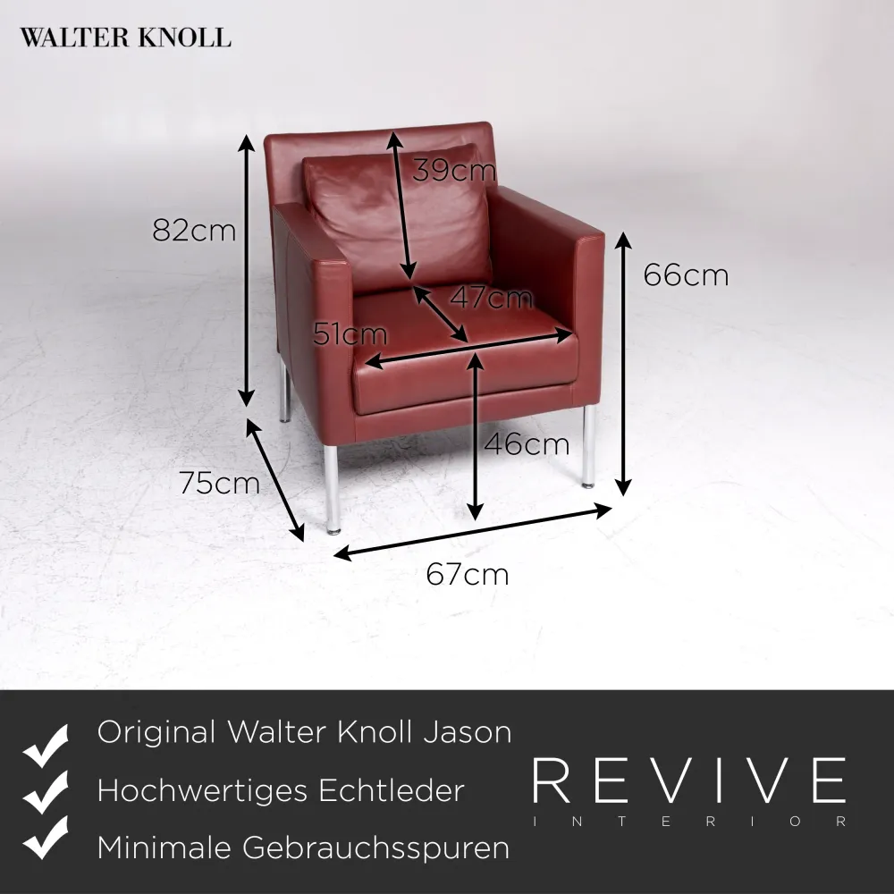 Walter Knoll Jason Designer Leder Sessel Garnitur Rot #9346