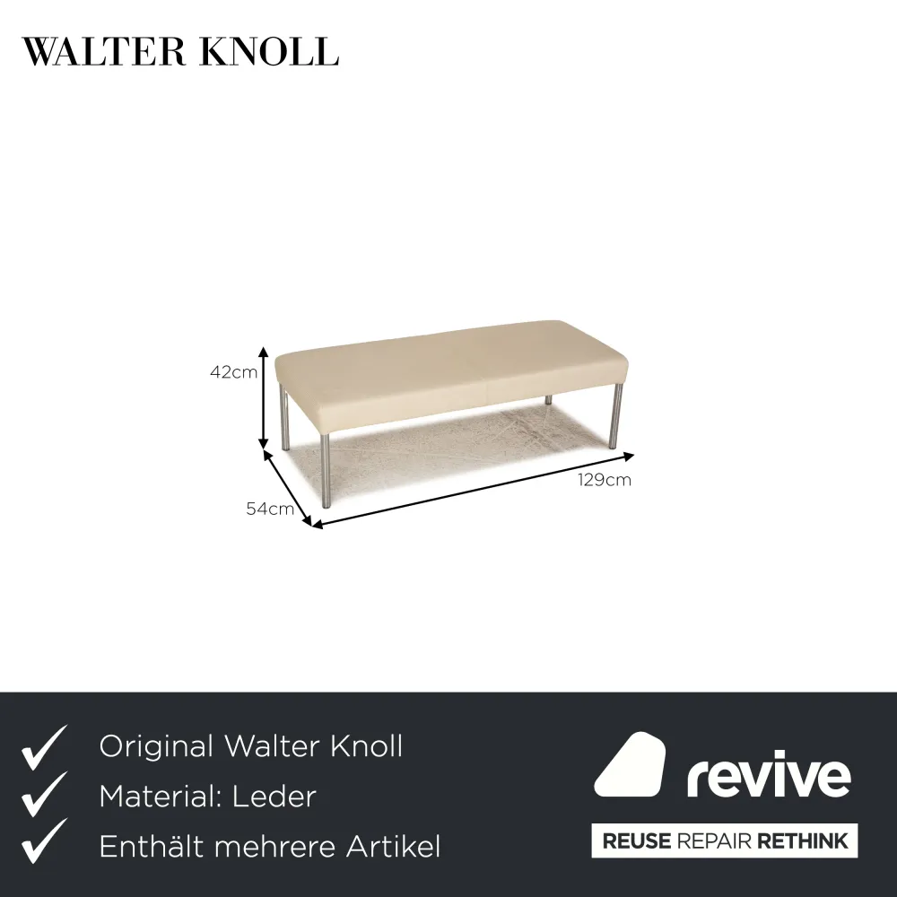 Walter Knoll Jason Leder Sofa Garnitur Creme Dreisitzer Zweisitzer Sitzbank