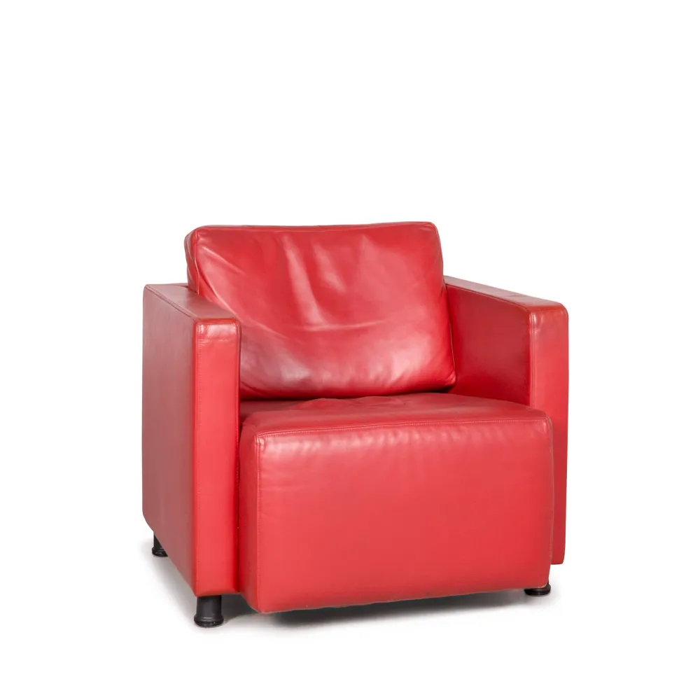 Walter Knoll Nelson Leder Sessel Rot Echtleder Stuhl #8074