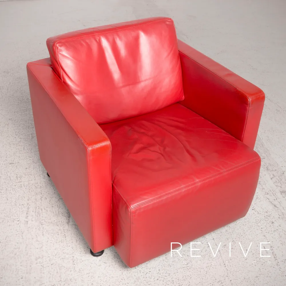 Walter Knoll Nelson Leder Sessel Rot Echtleder Stuhl #8074