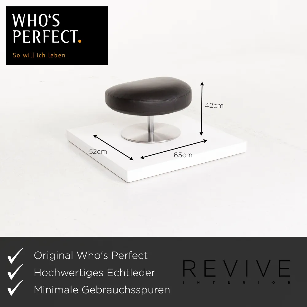Who's Perfect Leder Sessel Schwarz inkl. Hocker #12697