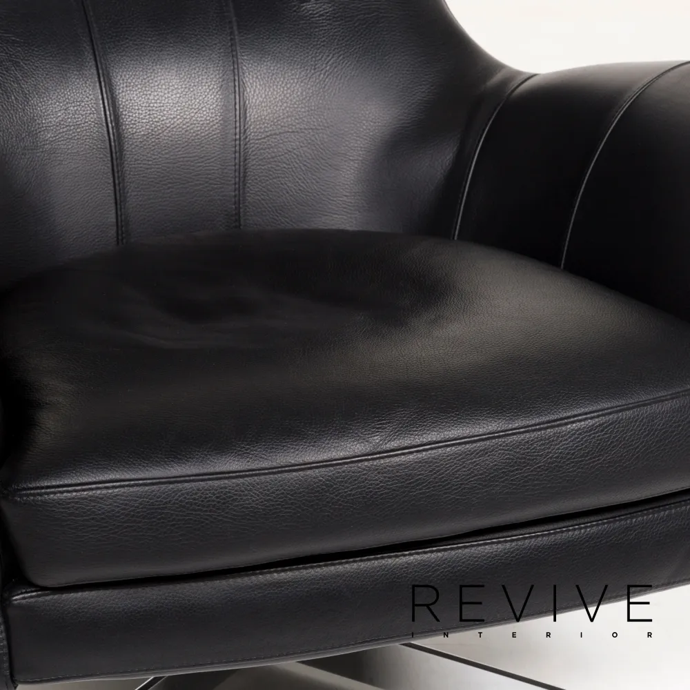 Who's Perfect Leder Sessel Schwarz inkl. Hocker #12697