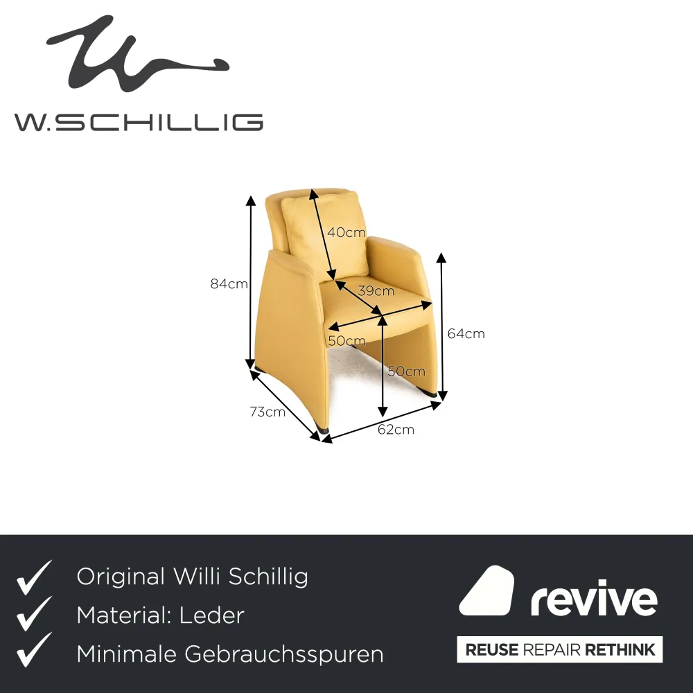 Willi Schillig Leder Sessel Cocktailsessel Creme Gelb