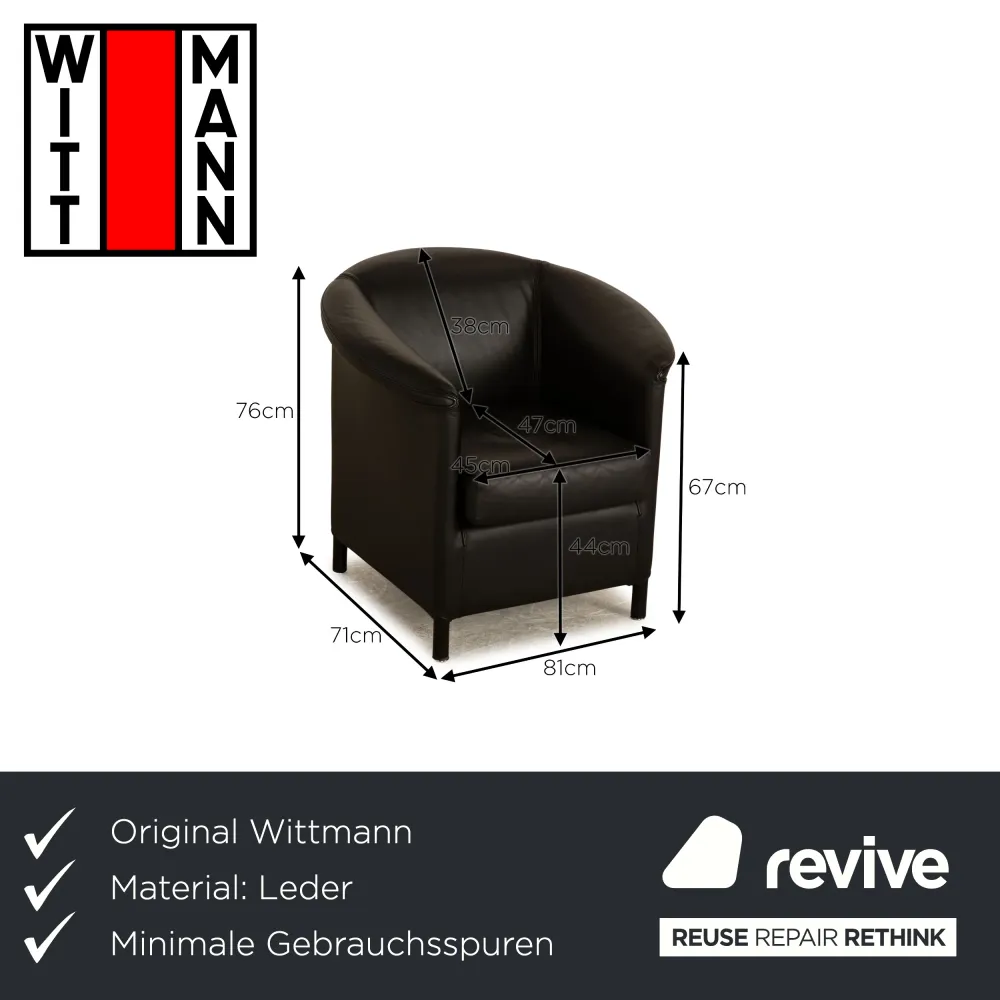 Wittmann Aura Leder Sessel Schwarz