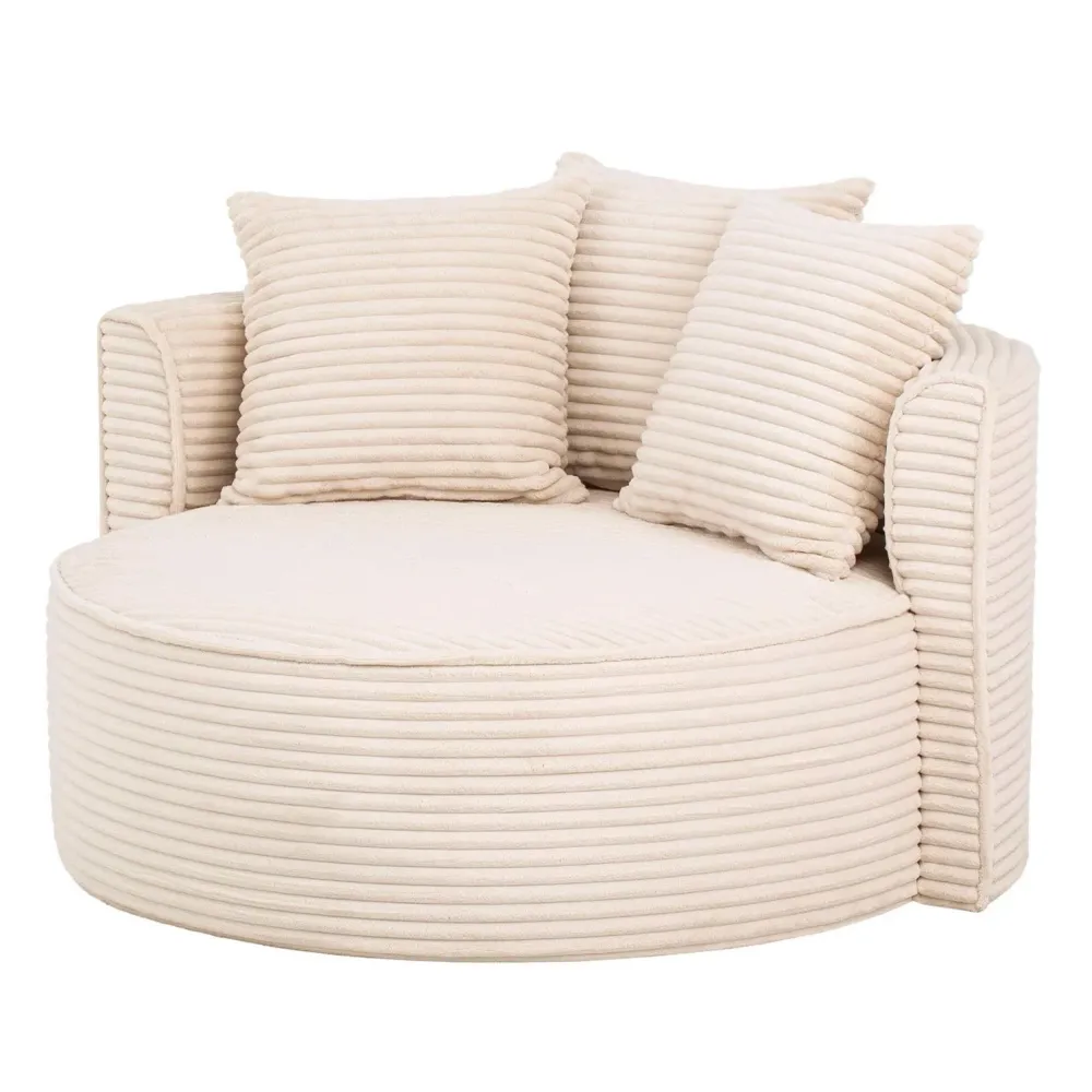 XXL-Sessel Breitcord beige - ISALIE