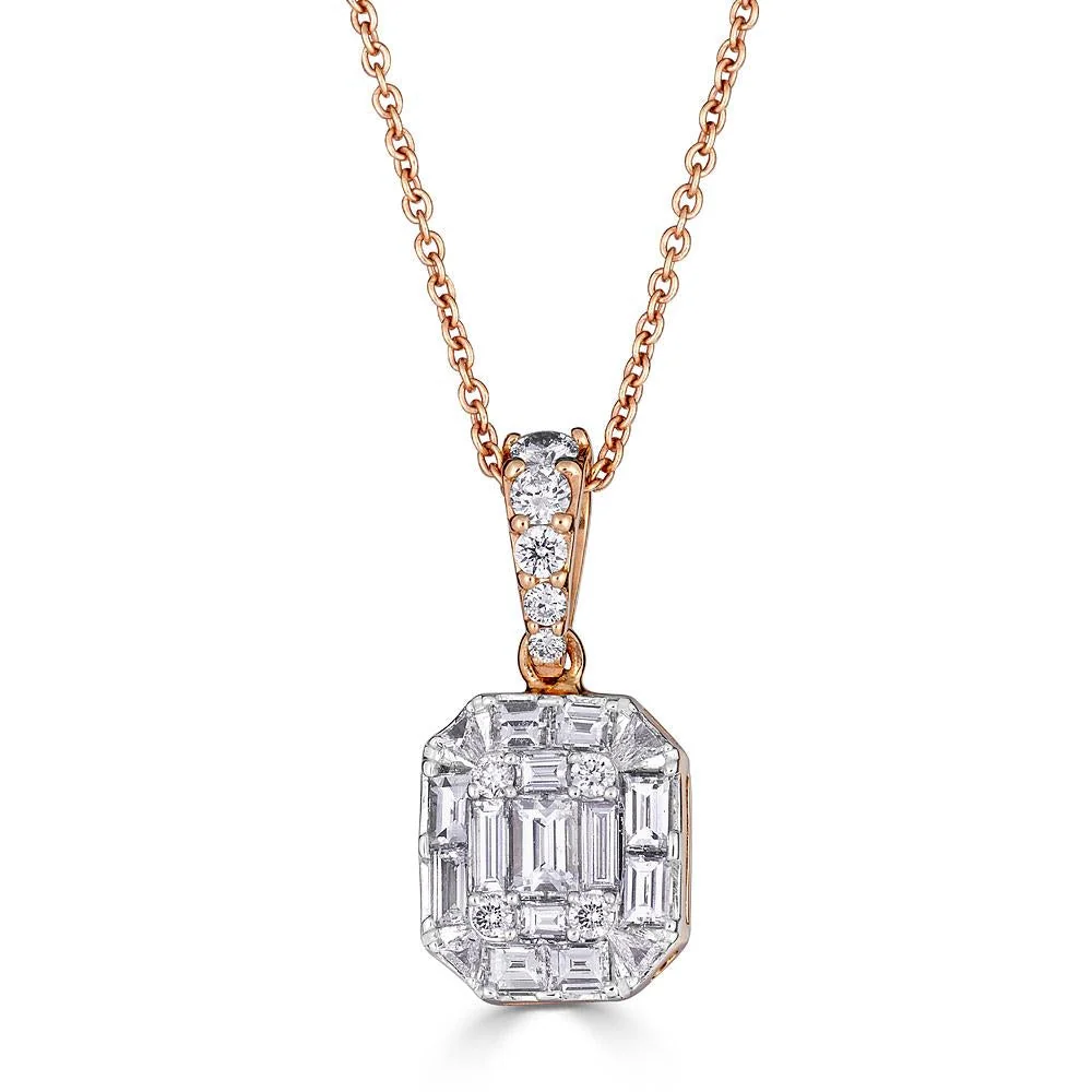 Zydo-Anhänger mit Diamanten im Rundschliff und Smaragd, eingefasst Roségold-Illusion 51667