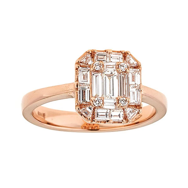 Zydo-Mosaikring mit Diamanten im Rundschliff und Smaragd, eingefasst Roségold-Illusion 52970